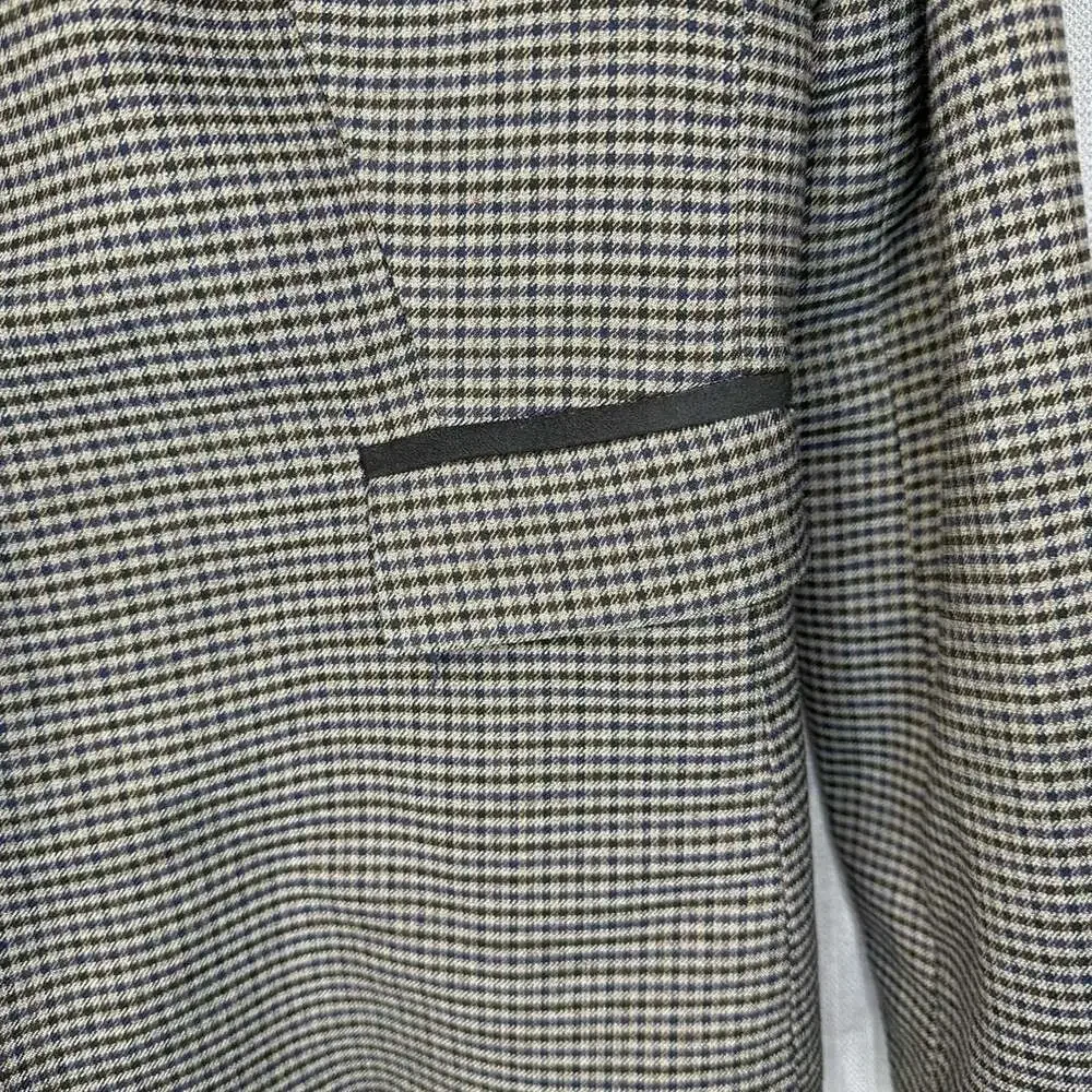 Massimo Fabbro Houndstooth Blazer Size S Gray Check Jacket Elbow Patches